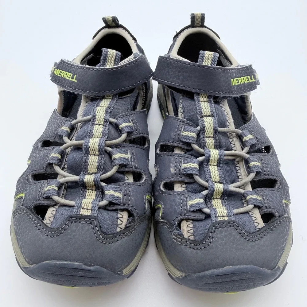 Merrell Hydro Kids Water‎ Sandals Grey Lime Green Size 2M MC54859 Hiking Shoes